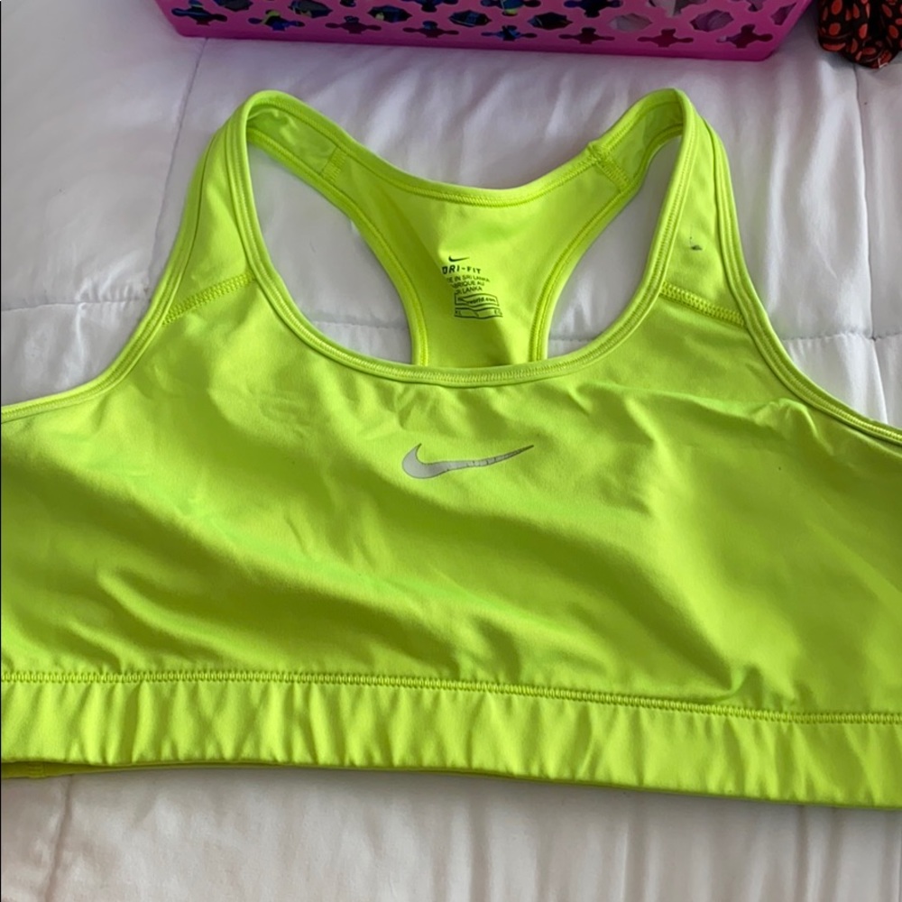 Yellow Nike sports bra